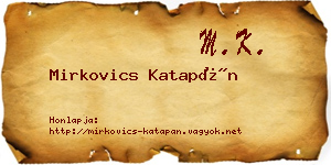 Mirkovics Katapán névjegykártya